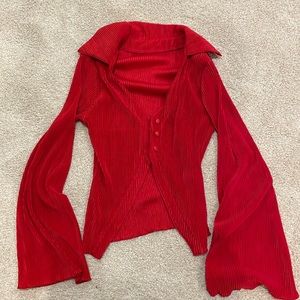 ribbed bell sleeve top